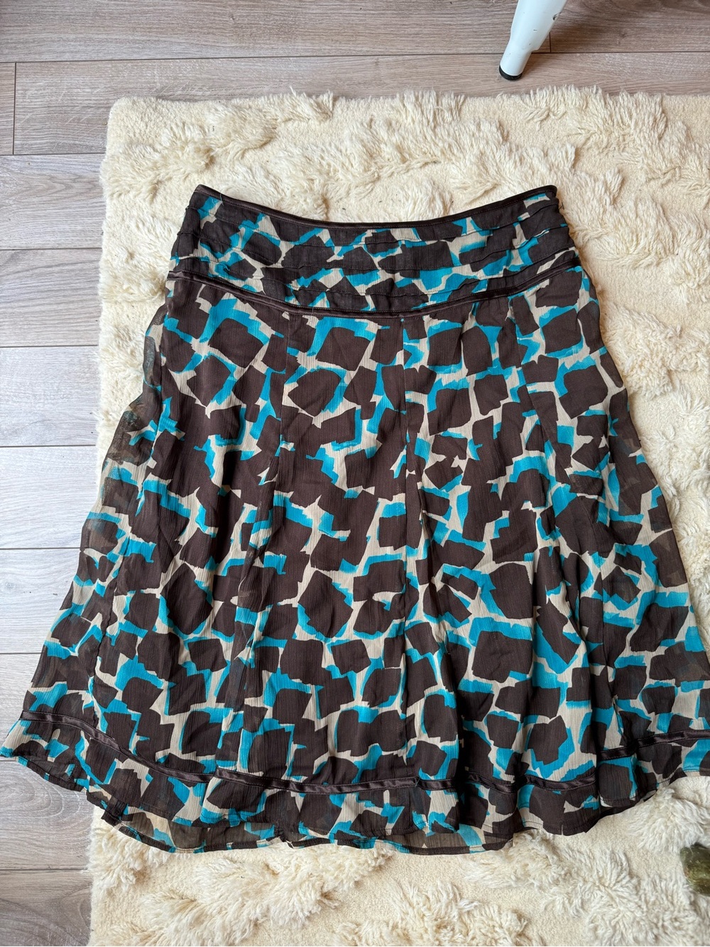 Brown and Teal low waist Skirt
